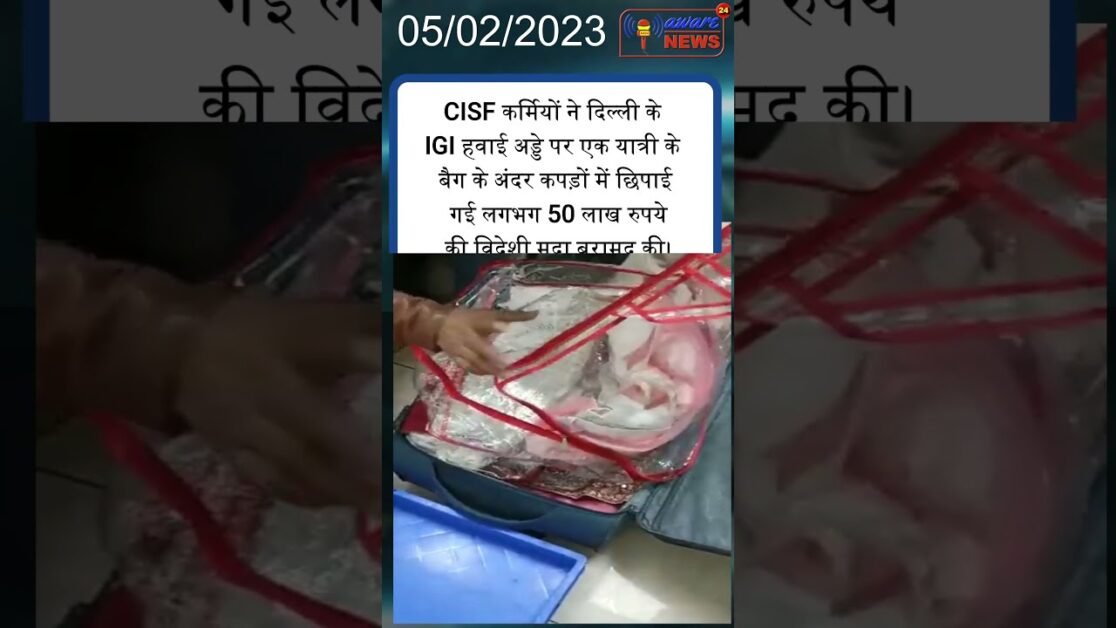 दिल्ली के IGI हवाई अड्डे पर एक यात्री के बैग के अंदर लगभग 50 लाख रुपये की विदेशी मुद्रा बरामद की।