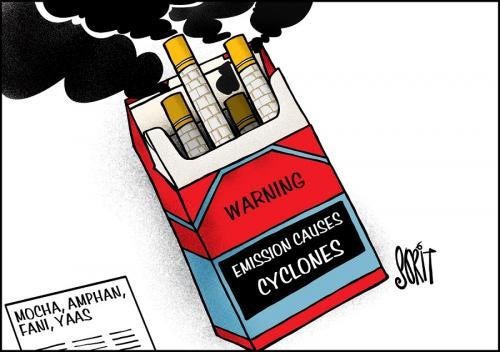 सीधे शब्दों में कहें: उत्सर्जन चक्रवात का कारण बनता है