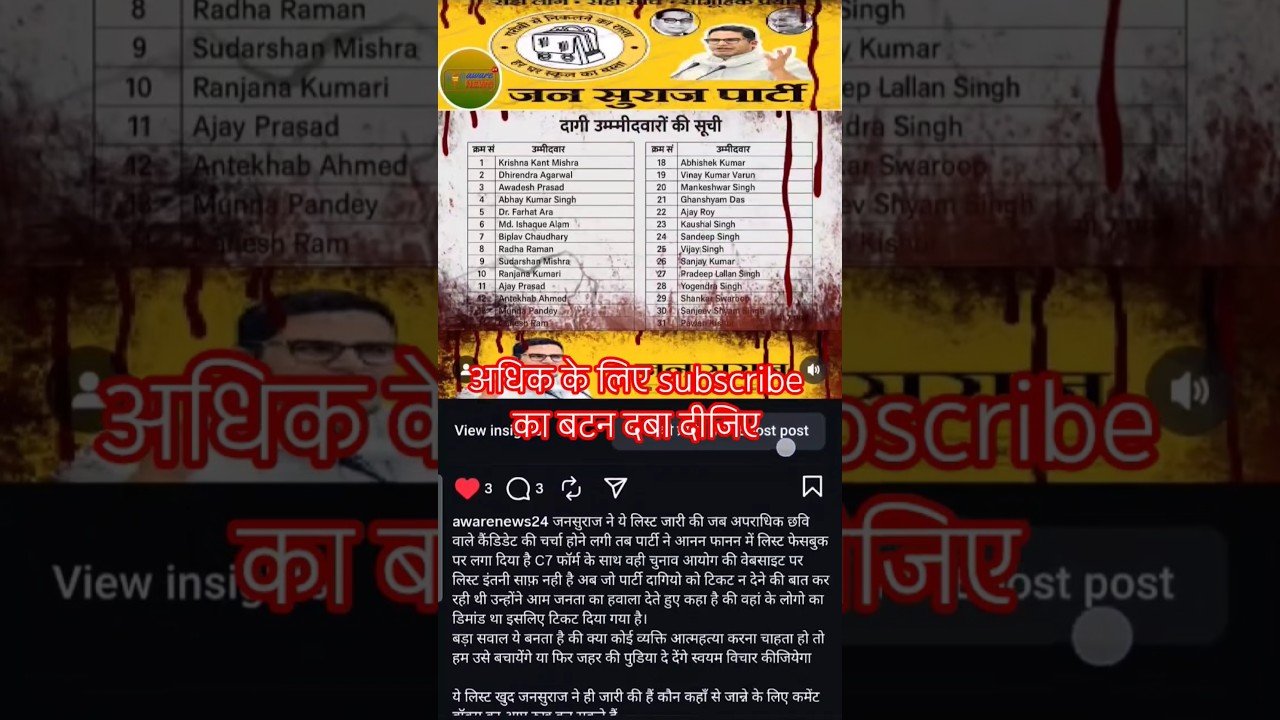 पीके के दागी उम्मीदवारों की  #latestnews #shortsvideo #shortsvideo #shortfeed