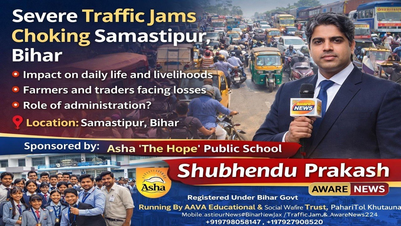 समस्तीपुर में भीषण जाम | प्रशासन बेखबर | Tajpur Road Ground Report | Aware News 24
